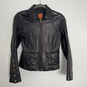 Anonymous John Carlisle Black Moto Leather Jacket XS